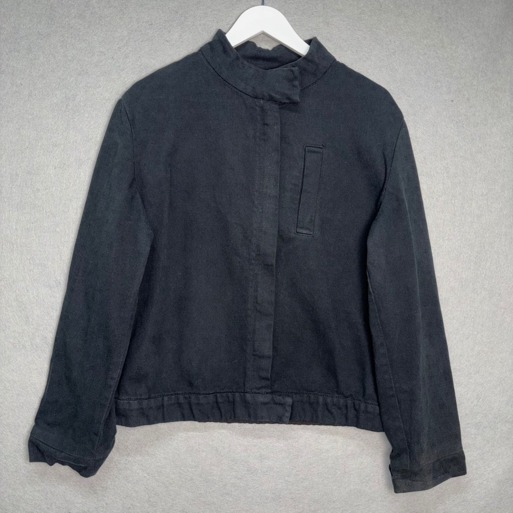 Valentino Jeans Vintage Black Cotton Blend Zip Up Mock Neck Jacket Italy Size 46